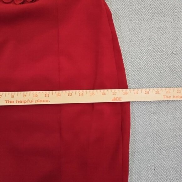 NUE by Shani S1025 Size 2 Leather Accents Red Shapewear Midi Dress Quiet Luxury - Picture 11 of 16